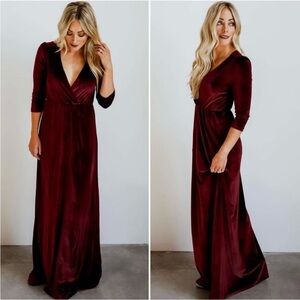 Elegant Burgundy Velvet Dress